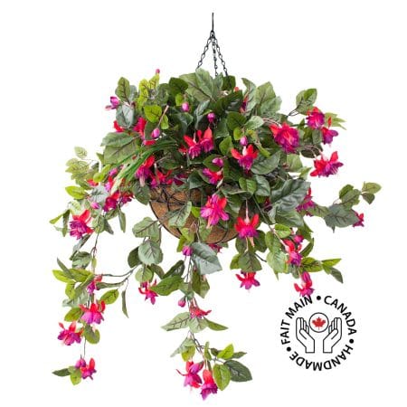 Fuchsia outdoor hanging flower basket, 24 x 22