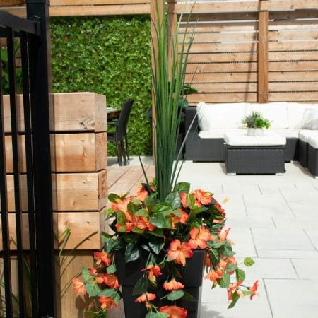 Jardinière extérieure d'hibiscus orange artificiel, 55