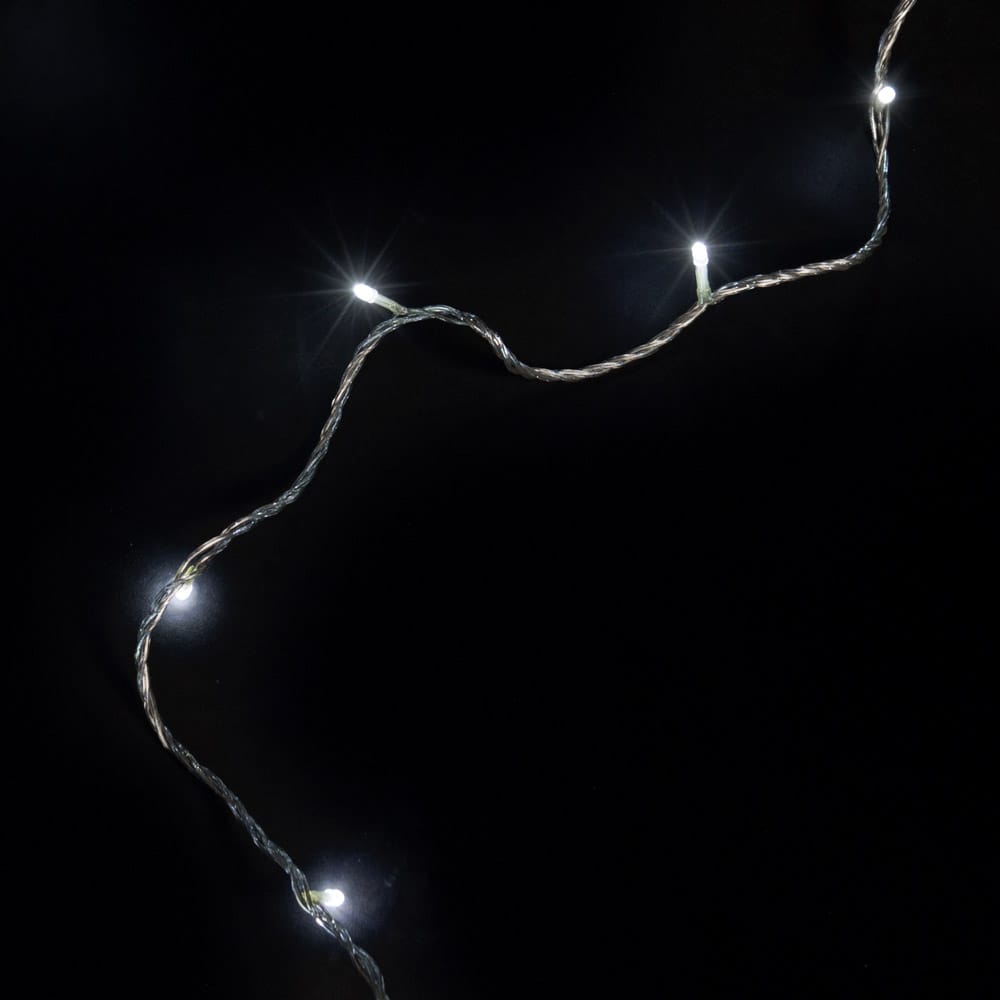 100 lumières de Noël DEL scintillantes, blanc pur, fil clair, int - Décors Véronneau