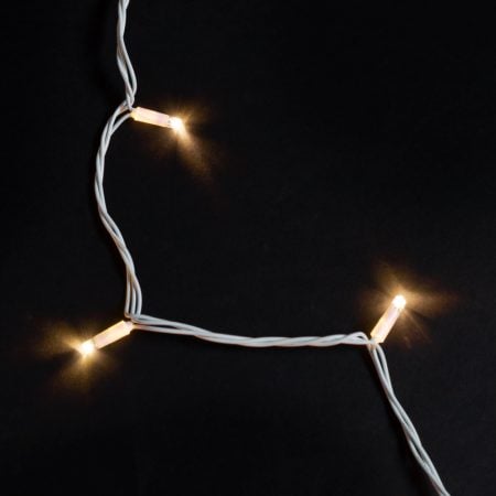 Outdoor 100 twinkling LEDs on white wire, warm white, 52.5'