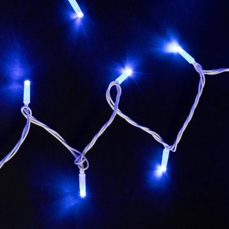 Outdoor 100 blue LED string on white wire, 52,5'