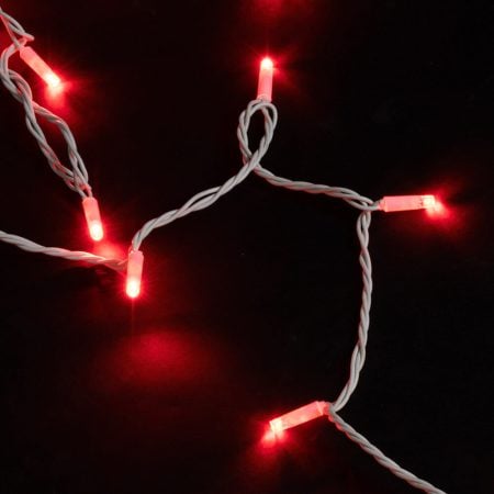 Outdoor 100 red LED string on white wire, 52,5'