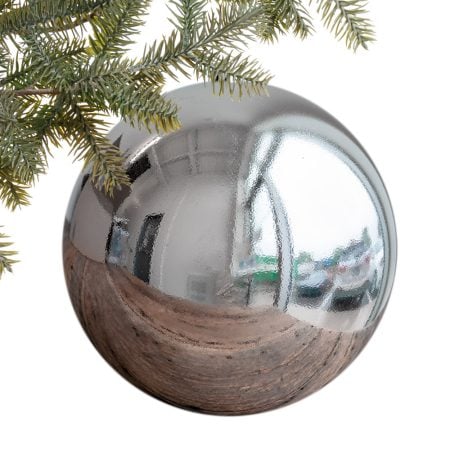 Boule de Noël géante argent lustrée, 10''