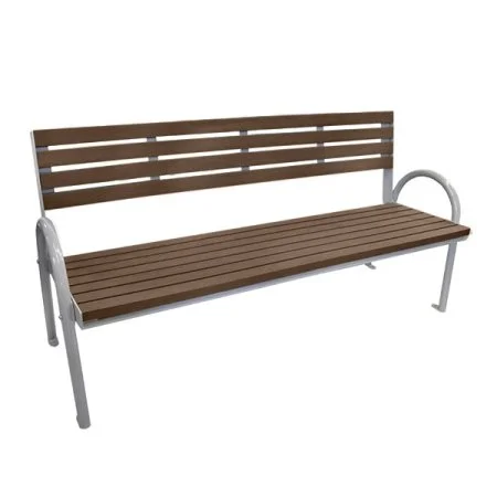 Banc moderne en composite brun et acier inoxydable, 72''