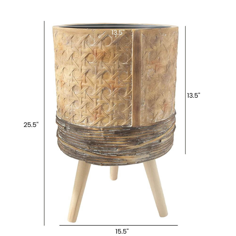 Cache-pot sur pied effet rotin - Décors Véronneau