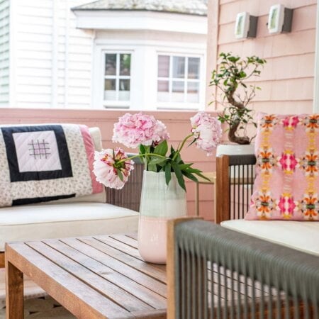 Vase à fleurs en céramique rose, 10 x 5,5'' - Décors Véronneau