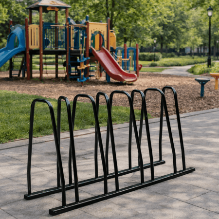 Support à vélo en acier inoxydable noir, 7 places, 54 x 30'' - Décors Véronneau
