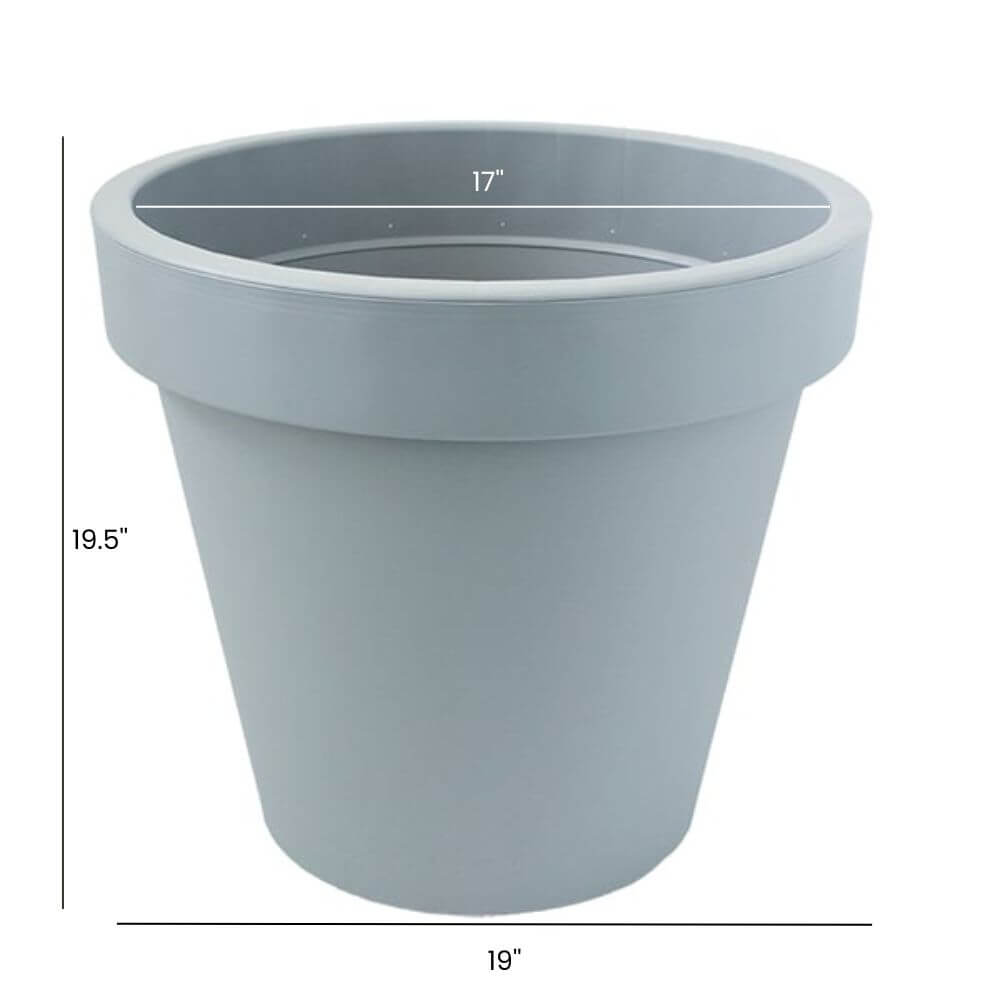 Gros cache-pot extérieur gris en plastique - Décors Véronneau
