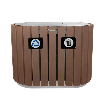 Duo poubelle et recyclage en composite brun - Collection Riva, 40 x 22''