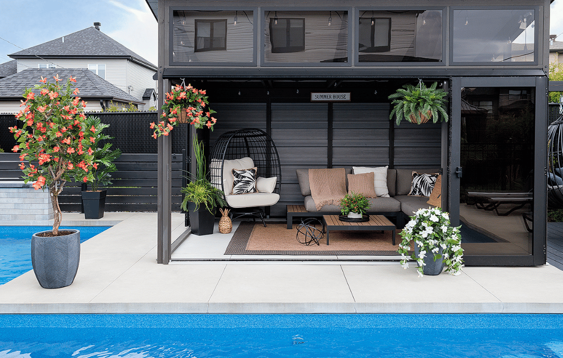 Terrasse avec jardinières extérieures - Décors Véronneau