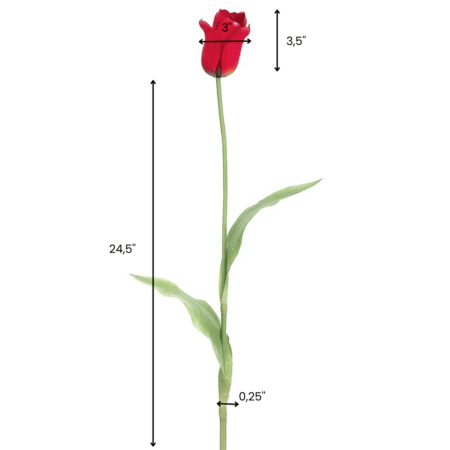 Tulipe hollandaise rouge artificielle au toucher réel, 28'' - Décors Véronneau