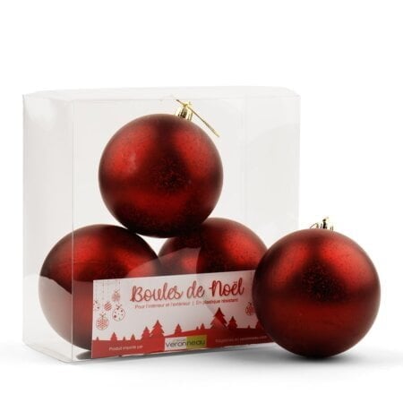 Boules de Noël bourgogne fini mercure mat, 4