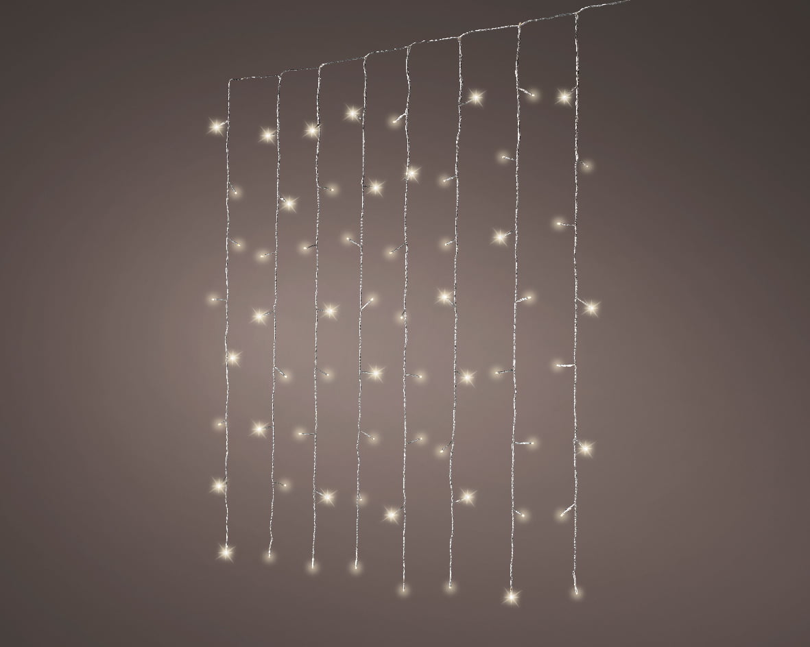 Rideau lumineux de Noël, 300 DELs, fil clair, blanc chaud, 10 x 5' – Image 4 - Décors Véronneau