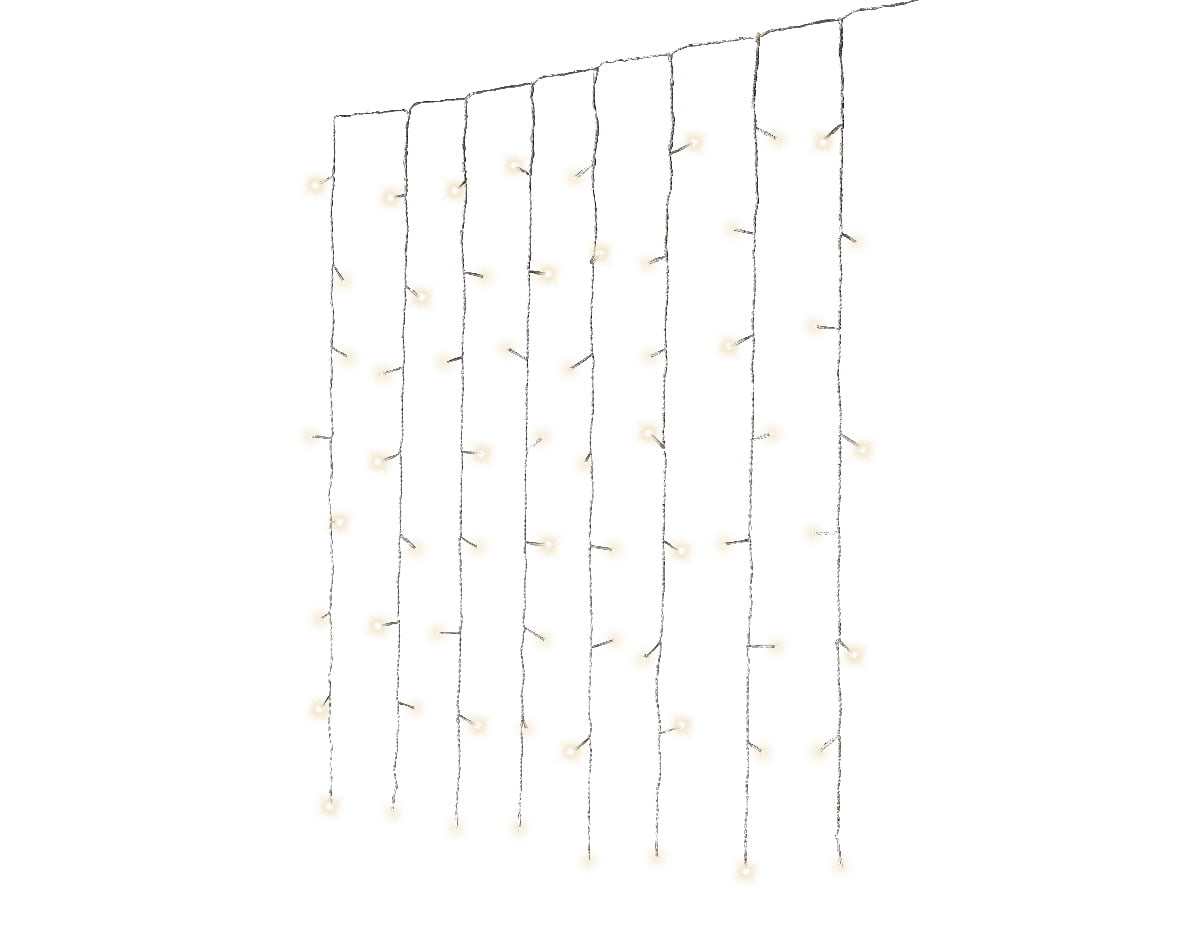 Rideau lumineux de Noël, 300 DELs, fil clair, blanc chaud, 10 x 5' – Image 2 - Décors Véronneau