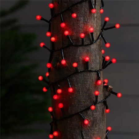 Outdoor 500 red twinkling LED string on black wire, 36'