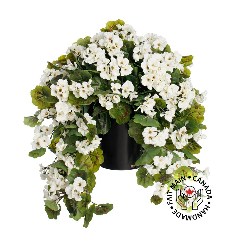 Potted white geranium, 28 x 20" - Décors Véronneau