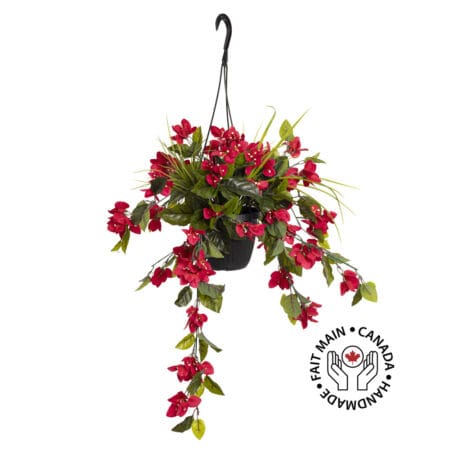 Jardinière suspendue de bougainvillier artificiel, 18 x 16