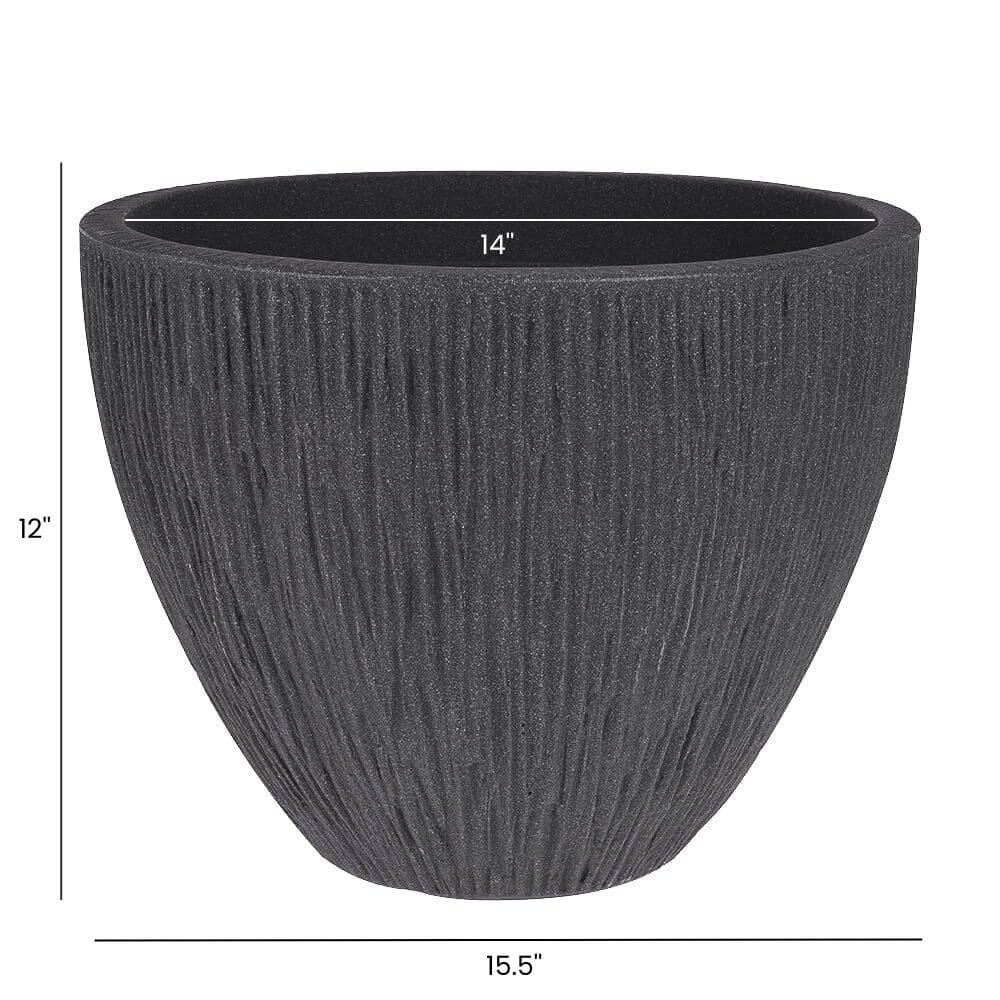 Cache-pot en plastique noir nervuré - Décors Véronneau