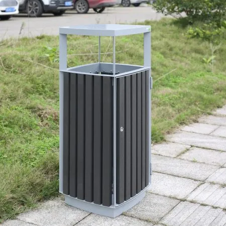 Poubelle commerciale en composite gris, 37 x 15'' - Décors Véronneau