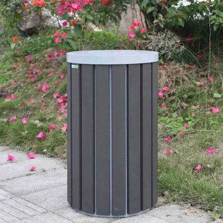 Poubelle en composite gris avec couvercle rotatif, 30 x 19'' - Décors Véronneau