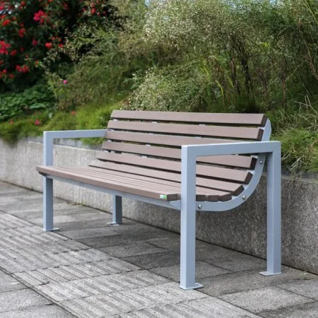Banc de parc avec appuis-bras, composite brun, 72'' - Décors Véronneau