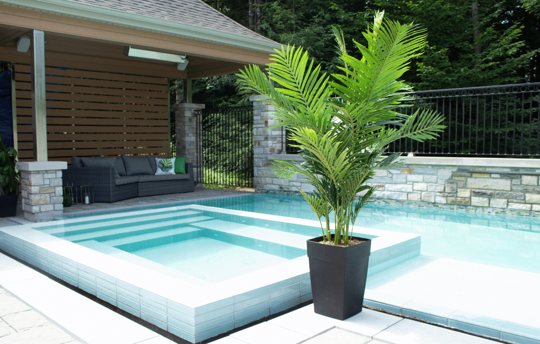 Palmier au bord d'une piscine - Décors Véronneau