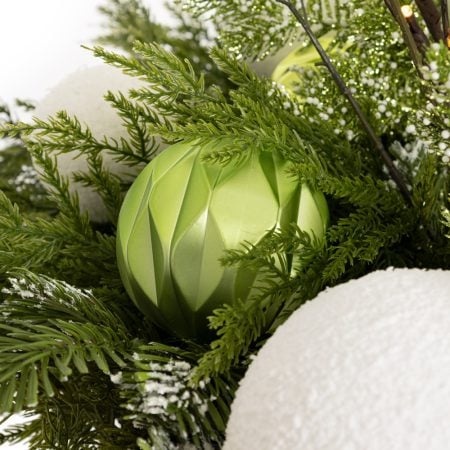 Box of geen textured Christmas ornaments, 4