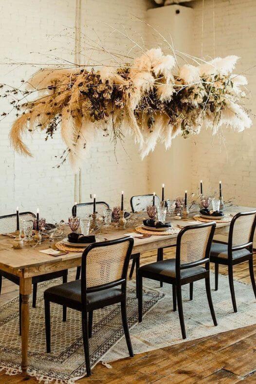 Décoration de Noël suspendue avec pampas - Décors Véronneau