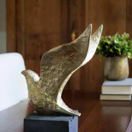 Colombe dorée décorative, 14 x 11,5