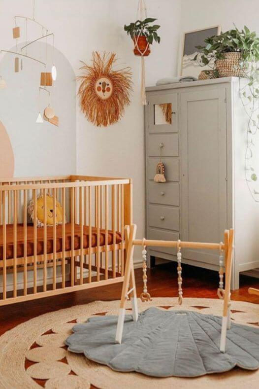 Chambre boho avec tapis rond - Décors Véronneau