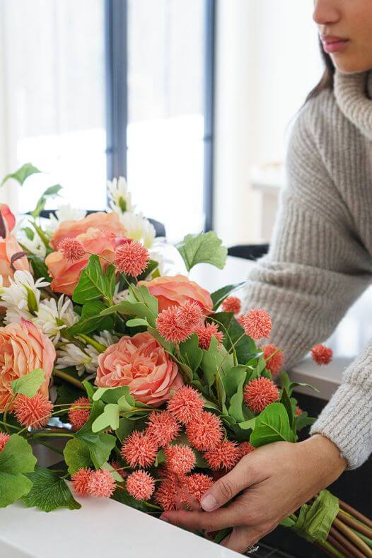 Bouquet de fleurs roses et corail - Décors Véronneau