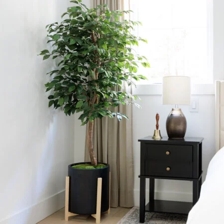 Cache-pot noir sur pied en bois - Décors Véronneau