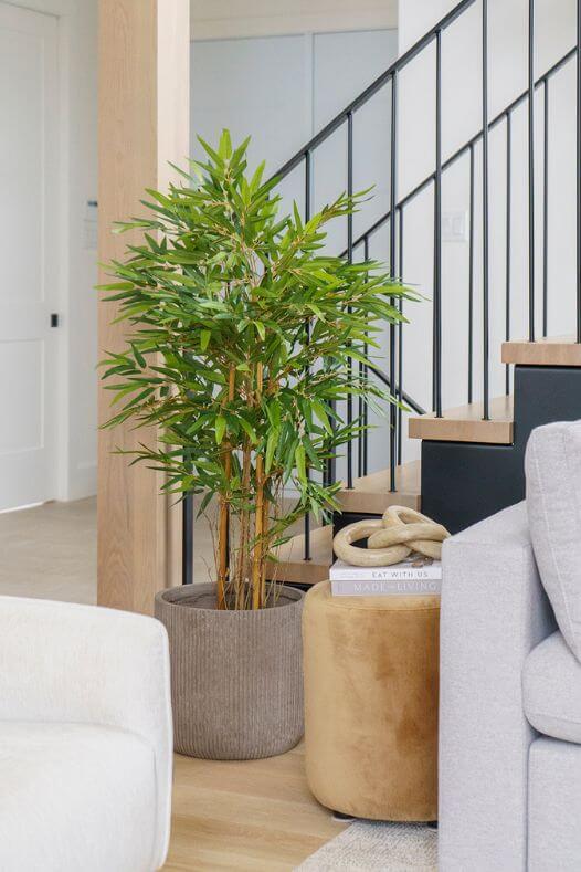 Bambou artificiel dans un salon - Décors Véronneau