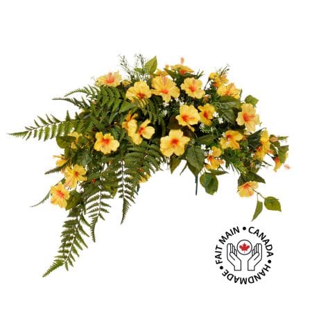 Arrangement de fleurs jaunes pour pierre tombale