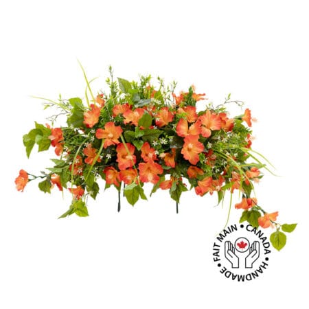 Arrangement floral orange pour pierre tombale