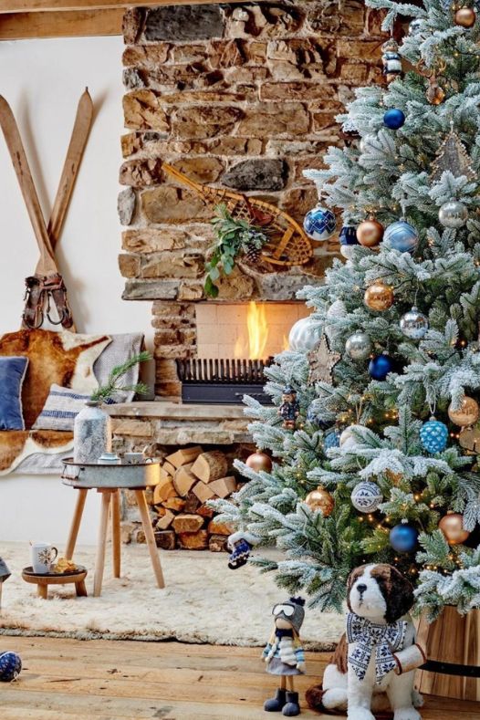 Décor de sapin de Noël rustique bleu - Décors Véronneau