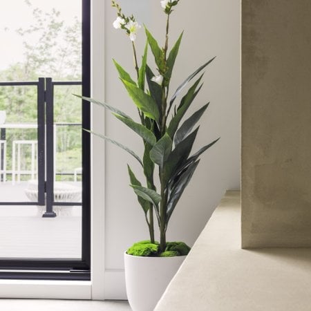 Cache-pot blanc mat en céramique - Décors Véronneau