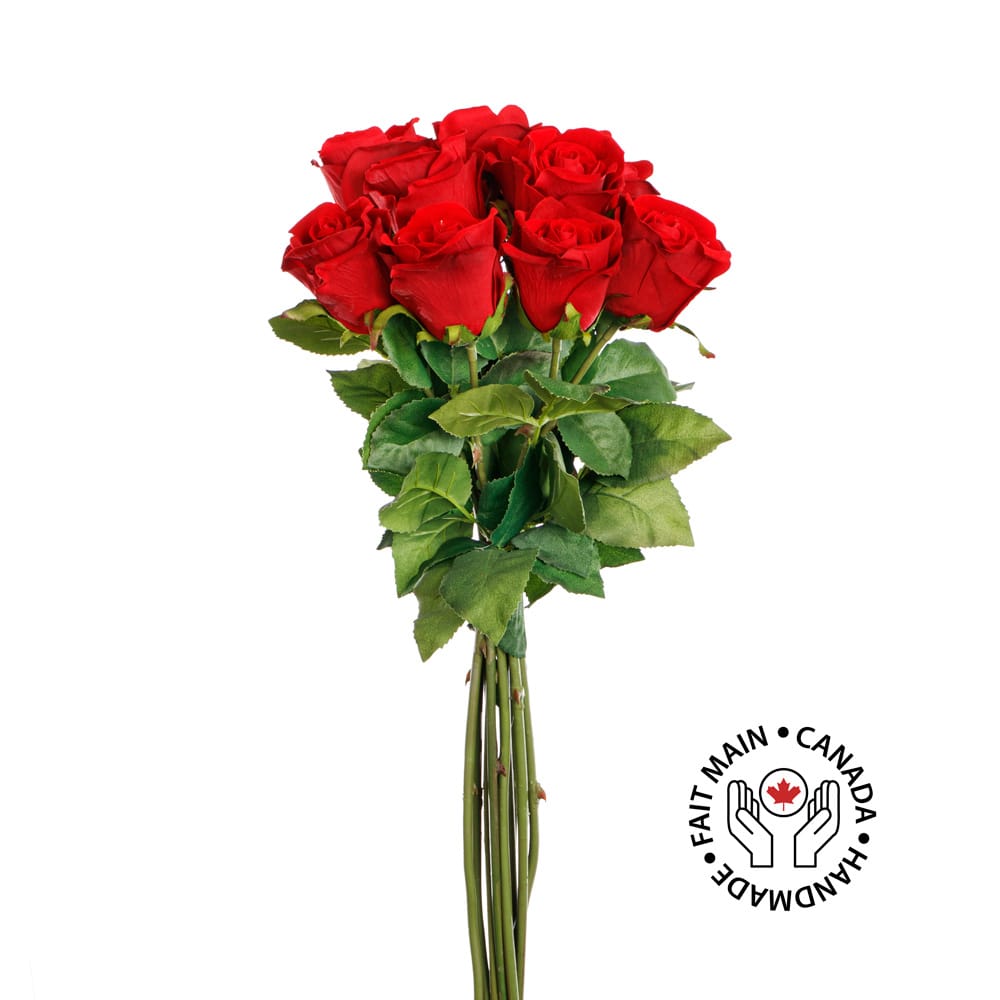 Bouquet de fleurs roses rouges artificielles - Décors Véronneau