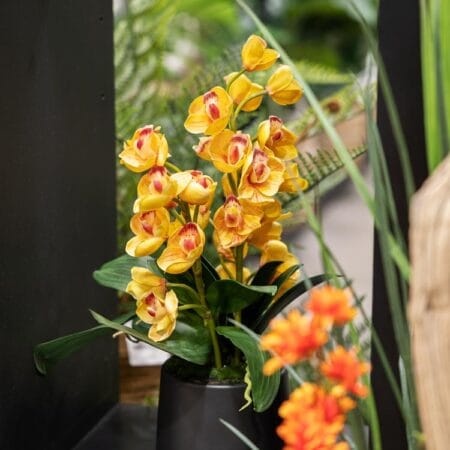 Orchidée cymbidium jaune artificielle au toucher réel, 23