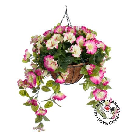 Petunia outdoor hanging flower basket, 24 x 22