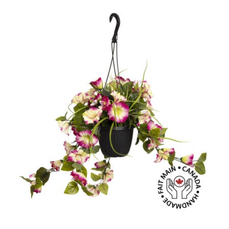 Outdoor hanging planter of petunia, 18 x 16