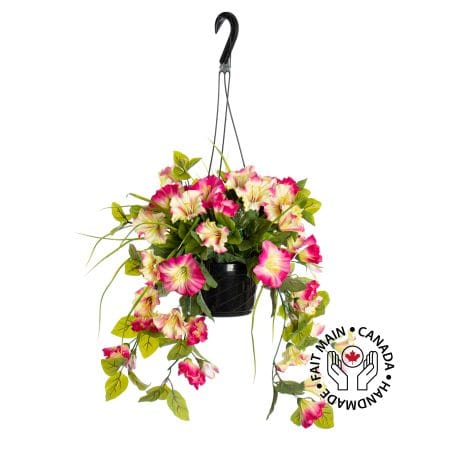 Outdoor hanging planter of petunia, 18 x 16