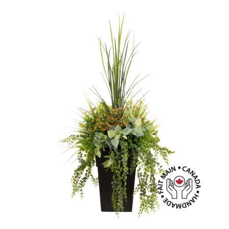 Jardinière extérieure de fleurs orange et plantes artificielles, 55