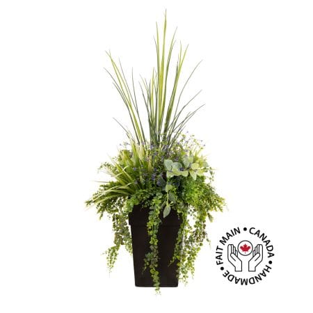 Jardinière extérieure de fleurs mauves et plantes artificielles, 55