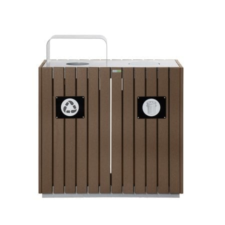 Station déchets et recyclage en composite brun, 60L