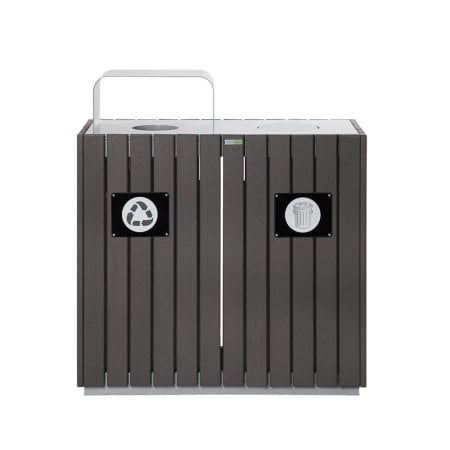 Station déchets et recyclage en composite gris, 90L