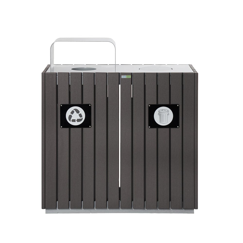 Station déchets et recyclage en composite gris, 39 x 35'' - Décors Véronneau