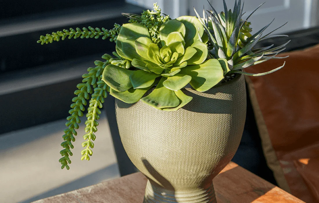 blue ceramic flower pot Ceramic Plant Pot with Rubber Liner