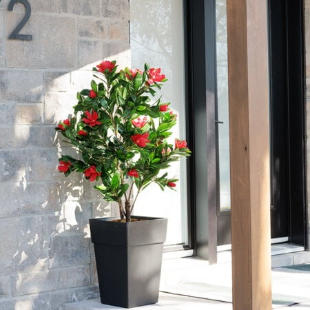 Rhododendron rouge artificiel en pot extérieur, 50'' - Décors Véronneau