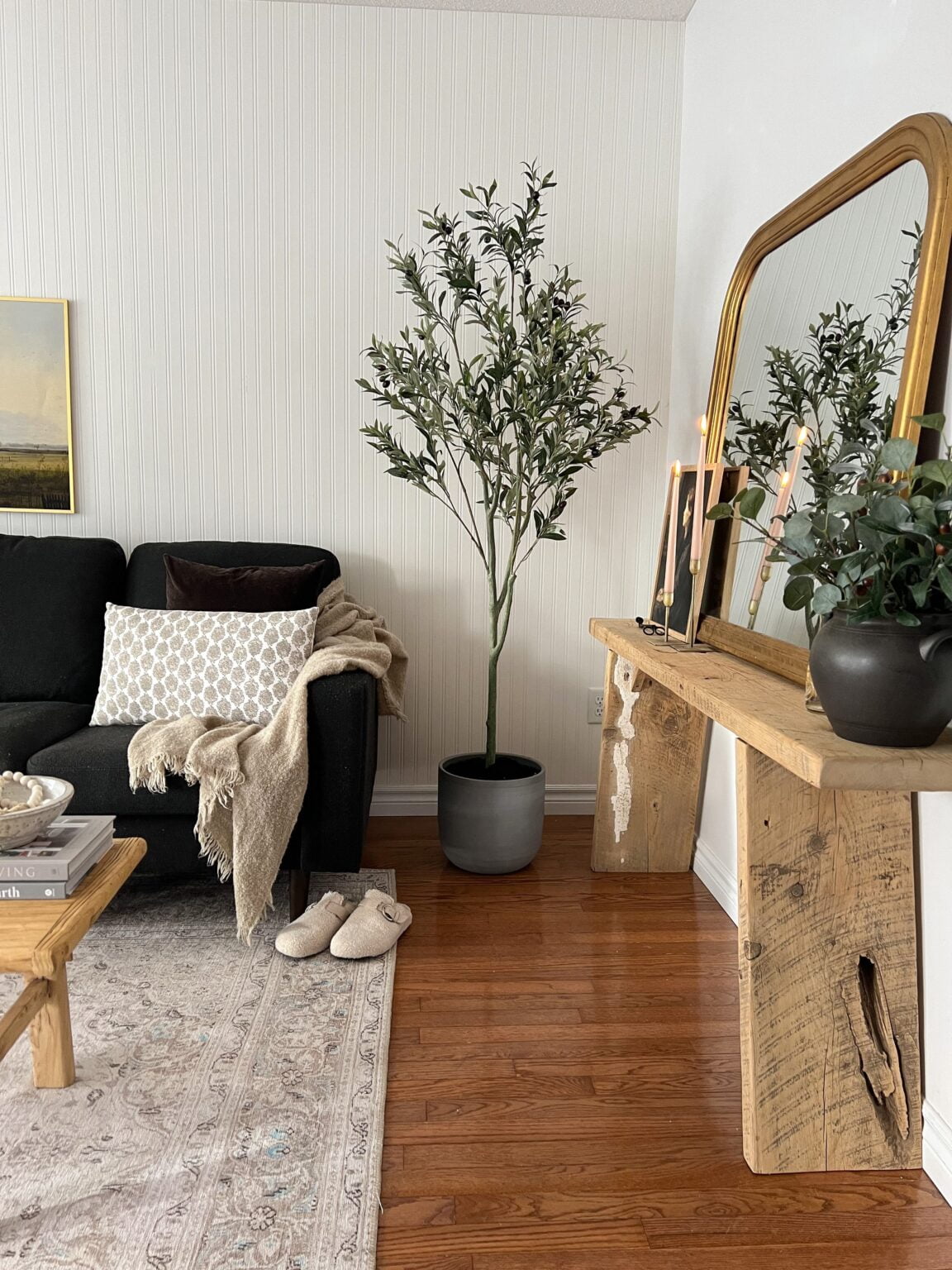 olivier artificiel au salon - Décors Véronneau